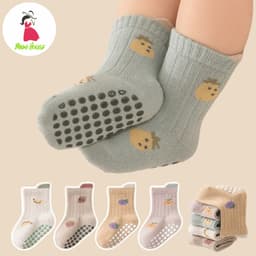 Set 10 Đôi Tất Sơ Sinh Cổ Cao Có Đệm Chống Trơn Trượt Cho Bé Trai, Bé Gái Từ 1-4 Tuổi ss68 1