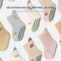 Set 10 Đôi Tất Sơ Sinh Cổ Cao Có Đệm Chống Trơn Trượt Cho Bé Trai, Bé Gái Từ 1-4 Tuổi ss68 8