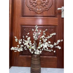 Cành Hoa Mai Cổ Trang Trí Tết, 1 Cành Cao 90cm, 5 Nhánh Nhiều Hoa Lụa, Cành Đào Nhật Giả Cao Cấp 4