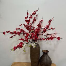 Cành Hoa Mai Cổ Trang Trí Tết, 1 Cành Cao 90cm, 5 Nhánh Nhiều Hoa Lụa, Cành Đào Nhật Giả Cao Cấp 5