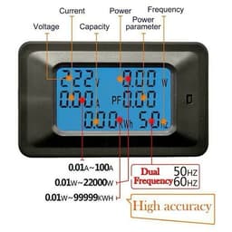 Công tơ điện tử thông số 100A 20A có đèn nền và reset - đồng hồ đo điện cảnh báo công suất - kiểm soát số điện gia đình 2