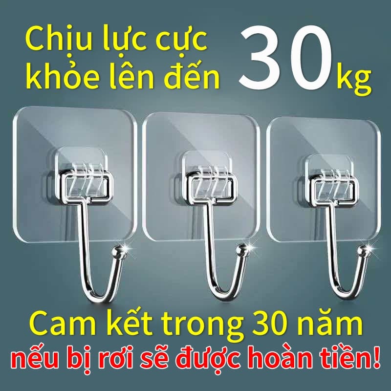 Móc Dán Tường Siêu Dính Trong Suốt Móc Dán Tường Chịu Lực Tốt Treo Tường Chắc Chắn 6x6 cm