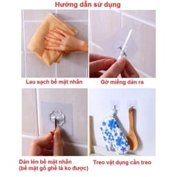 Móc Dán Tường Siêu Dính Trong Suốt Móc Dán Tường Chịu Lực Tốt Treo Tường Chắc Chắn 6x6 cm 6