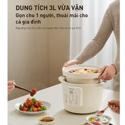 Nồi Nấu Chậm Joyoung JSC-316, Lòng Nồi Sứ 3.0Lit - Công suất 400W ,8 Chế Độ Nấu 6