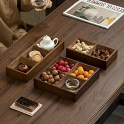Khay đựng bánh kẹo và hạt chất liệu gỗ óc chó chia ngăn sang trọng, Khay đựng hoa quả,trà, bánh kẹo 2