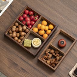 Khay đựng bánh kẹo và hạt chất liệu gỗ óc chó chia ngăn sang trọng, Khay đựng hoa quả,trà, bánh kẹo 4