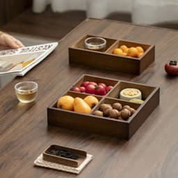 Khay đựng bánh kẹo và hạt chất liệu gỗ óc chó chia ngăn sang trọng, Khay đựng hoa quả,trà, bánh kẹo 6