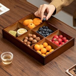 Khay đựng bánh kẹo và hạt chất liệu gỗ óc chó chia ngăn sang trọng, Khay đựng hoa quả,trà, bánh kẹo 3