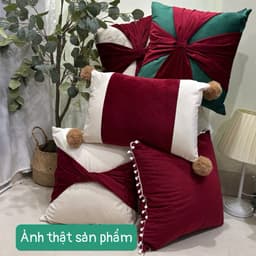 Gối tựa lưng sofa trang trí Decor, phòng khách sang trọng, phù hợp Khách sạn cao cấp chất nhung tông ĐỎ TRẮNG 7