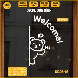Decal Welcome 03 Trang Trí Cửa Kính chống nước có keo dán. DK06 3