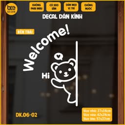Decal Welcome 03 Trang Trí Cửa Kính chống nước có keo dán. DK06 2