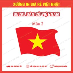 Cờ đỏ sao vàng_ Decal dán xe ô tô có keo dán sẵn_Bóc ra là dán 3