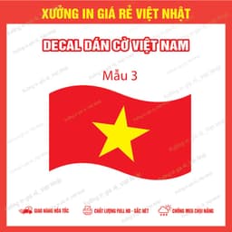 Cờ đỏ sao vàng_ Decal dán xe ô tô có keo dán sẵn_Bóc ra là dán 4
