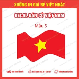Cờ đỏ sao vàng_ Decal dán xe ô tô có keo dán sẵn_Bóc ra là dán 6
