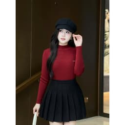 Áo len giữ nhiệt cao cấp mã 3302  tag chữ min phối cổ cao 3p chất len mềm mịn Eva Lover 4
