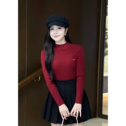 Áo len giữ nhiệt cao cấp mã 3302  tag chữ min phối cổ cao 3p chất len mềm mịn Eva Lover 6
