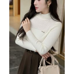 Áo len giữ nhiệt cao cấp mã 3302  tag chữ min phối cổ cao 3p chất len mềm mịn Eva Lover 1