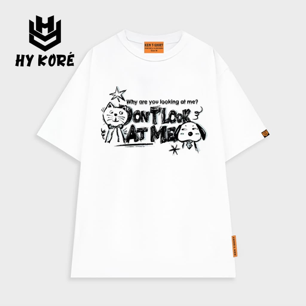 Áo Thun HY KORÉ Look At Me 3081 Form Rộng Localbrand Oversize Unisex Vải Cotton 65% Nam Nữ Mặc Đẹp