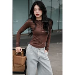 [MÀU MỚI] Áo Thun Nữ Dài Tay Khuy Cúc Chất Thun Min Co Dãn 4 chiều BYJANE - 802 8