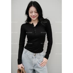 [MÀU MỚI] Áo Thun Nữ Dài Tay Khuy Cúc Chất Thun Min Co Dãn 4 chiều BYJANE - 802 5