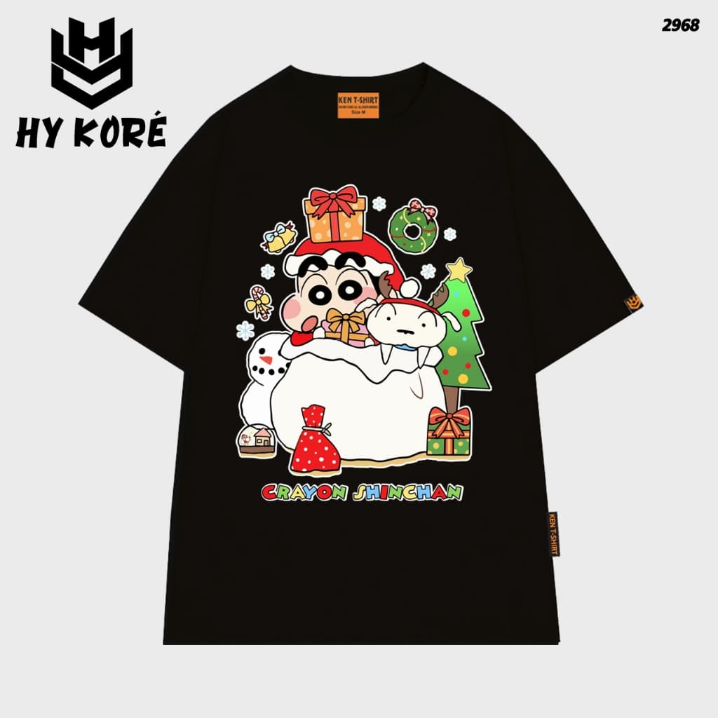 Áo Thun NOEL HY KORÉ SHIN HỘP QUÀ GIÁNG SINH 2968 Form Rộng Localbrand Oversize Unisex Vải Cotton 75% Nam Nữ Mặc Đẹp