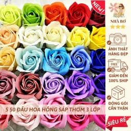 !! 50 150 250 hoa hồng sáp thơm 3 lớp đủ màu pha không dập đẹp trang trí handmade - Hoa Sáp Nhà Bơ 3