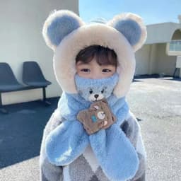 Mũ Lông Thu Đông Trẻ Em 3 in 1 Siêu Dễ Thương Cho Bé Chất Liệu Lông Mềm Mịn Cao Cấp 2