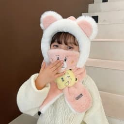 Mũ Lông Thu Đông Trẻ Em 3 in 1 Siêu Dễ Thương Cho Bé Chất Liệu Lông Mềm Mịn Cao Cấp 8