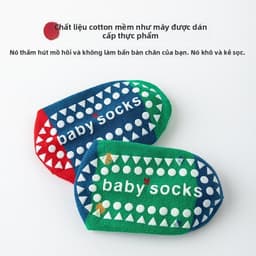 T28 Tất Chống Trơn Trượt Bé Trai Hoạt Hình Khủng Long Lược Cotton Lưới Thoáng Khí 1-5 Tuổi 8
