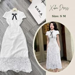 Xukadress - Váy ren trắng dáng dài dự tiệc sang chảnh dịu dàng 2