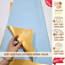 20 giấy gói hoa trơn 2 mặt nhũ đồng ánh kim 58x58 dày form không thấm handmade DIY  2