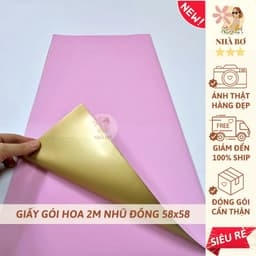 20 giấy gói hoa trơn 2 mặt nhũ đồng ánh kim 58x58 dày form không thấm handmade DIY  3