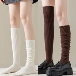 Tất đùi nữ vintage Vớ dài nữ sợi Cotton len tăm cao cấp mềm nhẹ co giãn thoải mái 3
