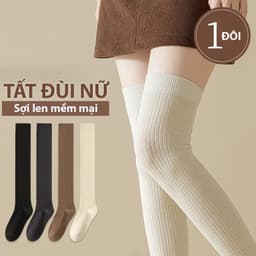 Tất đùi nữ vintage Vớ dài nữ sợi Cotton len tăm cao cấp mềm nhẹ co giãn thoải mái 2