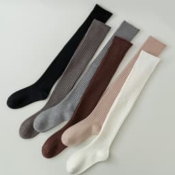 Tất đùi nữ vintage Vớ dài nữ sợi Cotton len tăm cao cấp mềm nhẹ co giãn thoải mái 4