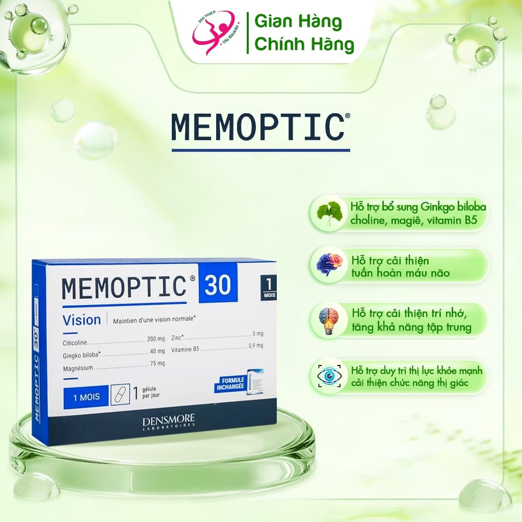 [Nhập Khẩu] Bổ Não Memoptic Viên Uống Vitamin  Cải Thiện Trí Nhớ, Ngăn Ngừa Và Phục Hồi Đột Quỵ
