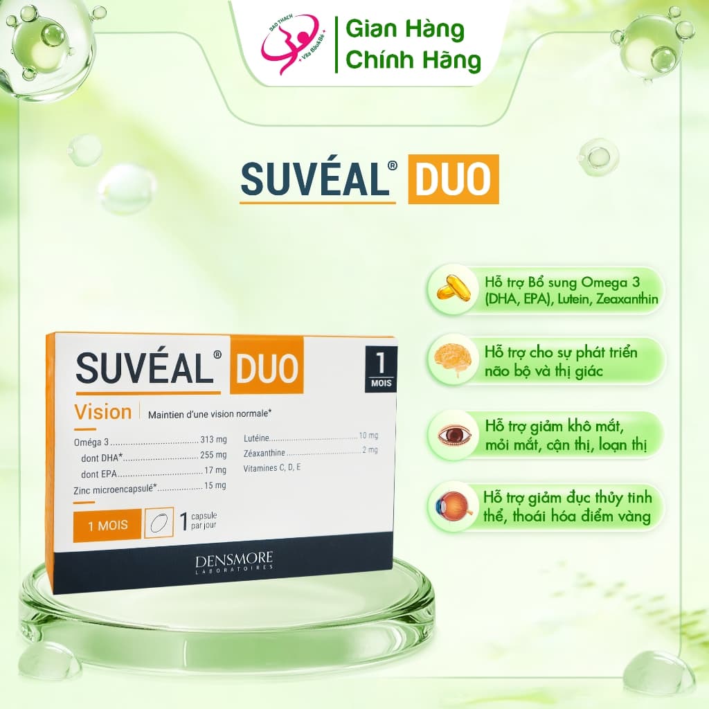 [Nhập Khẩu] Viên Bổ Mắt  Suvéal Duo (Pháp) – Bổ sung Omega 3, Lutein, Zeaxanthin cho não bộ & thị giác trẻ em người lớn
