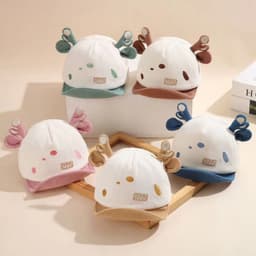 B2 Mũ Lưỡi Trai Mềm Chất Nhung Tăm Mềm Đính Gấu Cho Bé 6m-2 Tuổi 3