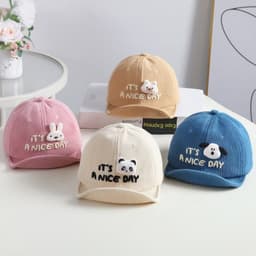 B2 Mũ Lưỡi Trai Mềm Chất Nhung Tăm Mềm Đính Gấu Cho Bé 6m-2 Tuổi 5