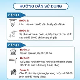 Combo tẩy trắng quần áo Asaki 500ml, tẩy mốc, ố vàng, không phai màu, dùng được cho vải trắng, màu 6