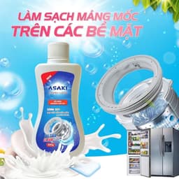 Combo Asaki - Tẩy lồng máy giặt 300g và tẩy mốc gioăng cao su 100g, sạch khuẩn, khử nấm mốc hiệu quả 5
