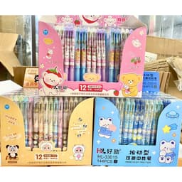 Hộp 12 Bút mực gel tẩy được mực đen, xanh, tím hình cute, bút gel mực tím xóa được, bút bi tẩy được 3