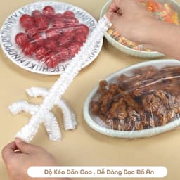 [Combo] Bịch 100 màng bọc thực phẩm, túi bọc thực phẩm nilon bo chun co giãn, tái sử dụng 3