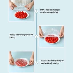 [Combo] Bịch 100 màng bọc thực phẩm, túi bọc thực phẩm nilon bo chun co giãn, tái sử dụng 5