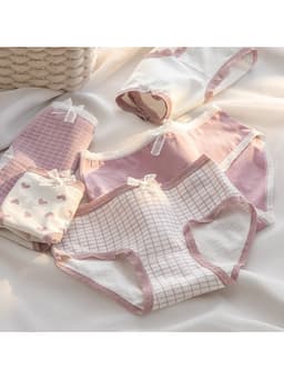 Set 5 Quần Chíp Tam Giác, Quần Lót cho Bé Gái, Mẫu Tim Hồng 30-60kg, Cotton kháng khuẩn an toàn cho bé 2
