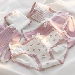 Set 5 Quần Chíp Tam Giác, Quần Lót cho Bé Gái, Mẫu Tim Hồng 30-60kg, Cotton kháng khuẩn an toàn cho bé 1