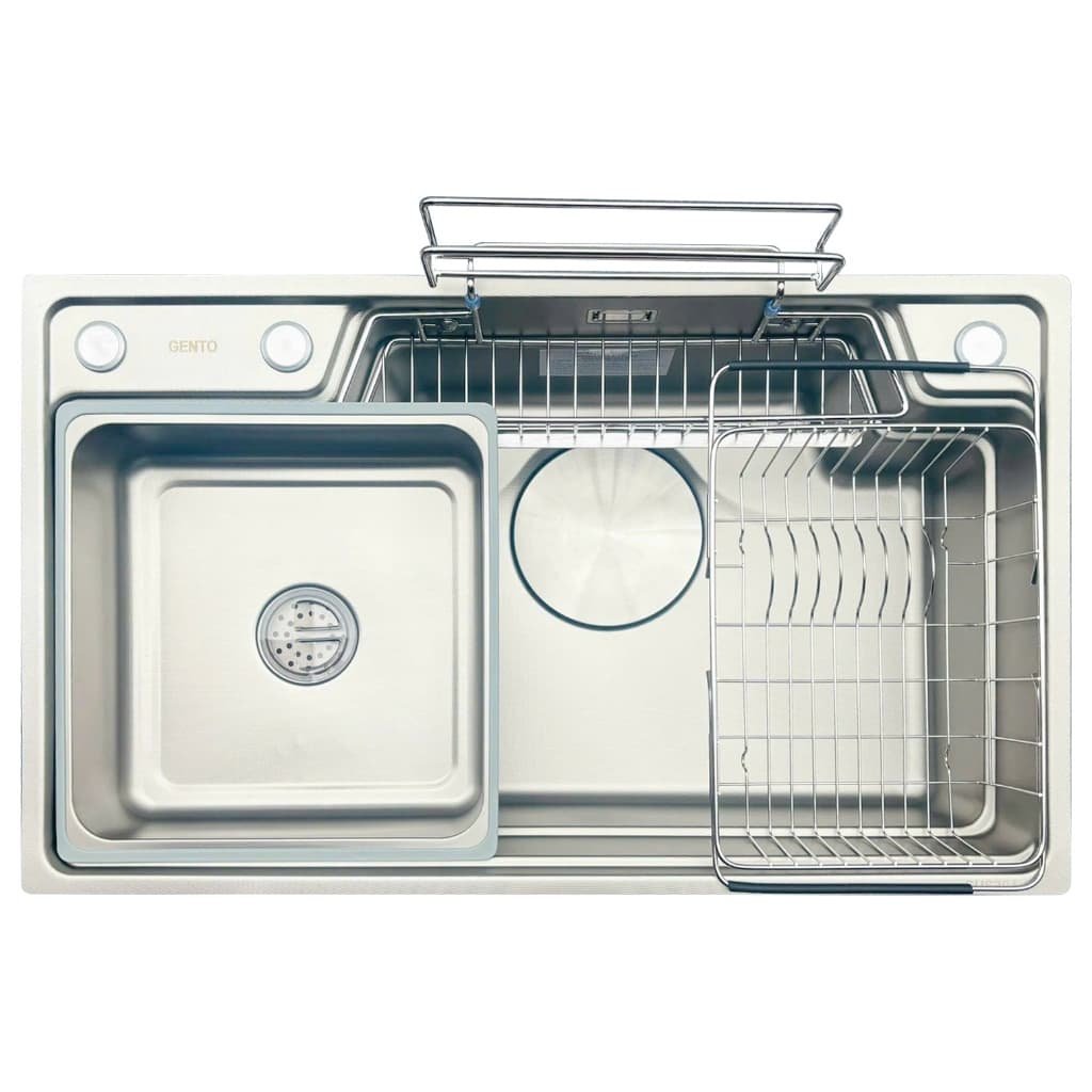 Chậu rửa bát Gento GT04 8048 New | Bồn rửa bát 1 hố kiểu Nhật | Tặng kèm vòi