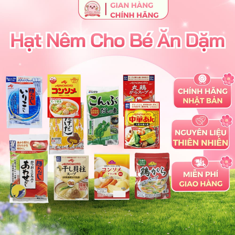 [Date Mới] Hạt Nêm Nhật Bản Các Loại Cho Bé Ăn Dặm Ajinomoto, Topvalu, Shimaya,...