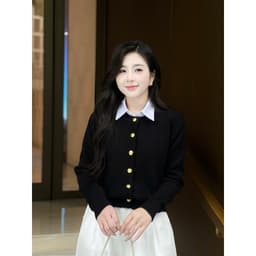 Áo khoác len nữ cardigan 233 cúc đồng chất len ép dày dặn mềm mịn phong cách  Eva Lover 4