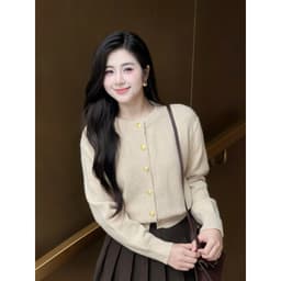 Áo khoác len nữ cardigan 233 cúc đồng chất len ép dày dặn mềm mịn phong cách  Eva Lover 2